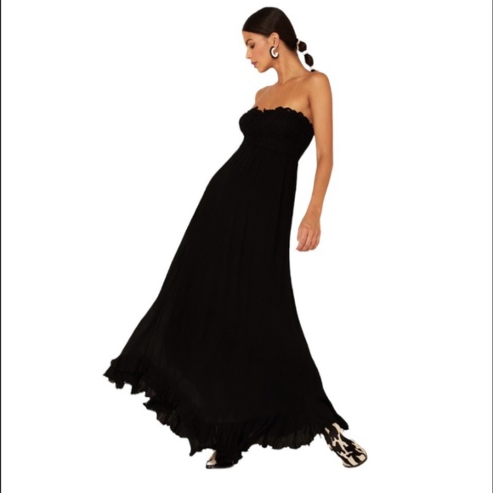 Free People One Black Adella Strapless Maxi Dress